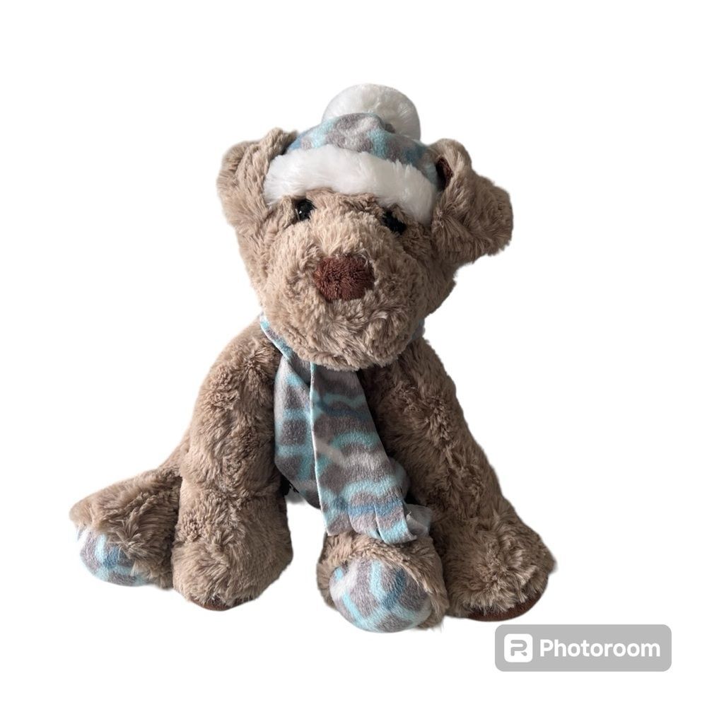 Gentle Treasures Brown Dog Push Fleece Hat Scarf Stuffed Animal 12"